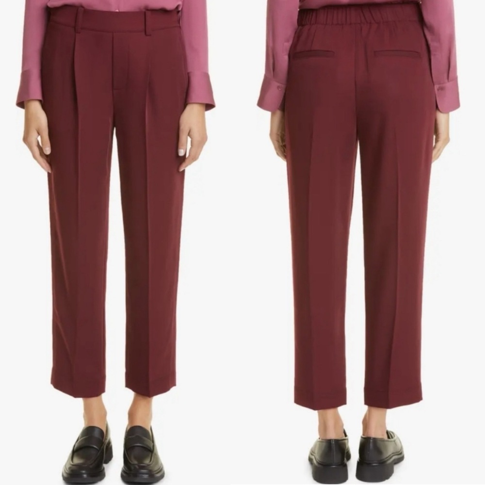 NWT Vince Burgundy Red Mid Rise Tapered Pull On Pants Size XXS